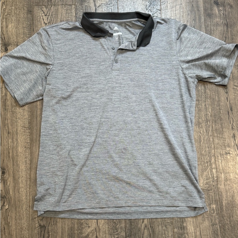 Adidas Golf Polo Gray Short Sleeve Golf Shirt Men's Large